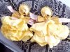 Golden earrings silk flowers